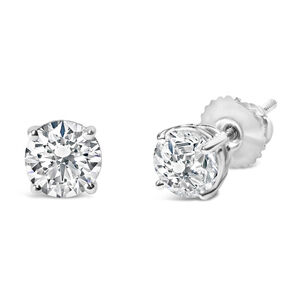IGI Certified 14K White Gold 1 1/2 Cttw Round Diamond Solitaire Stud Earrings